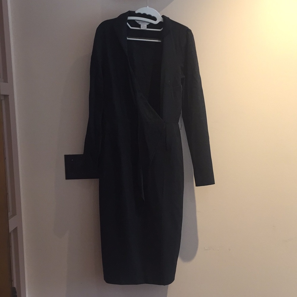 Brooks brothers grey wool wrap dress